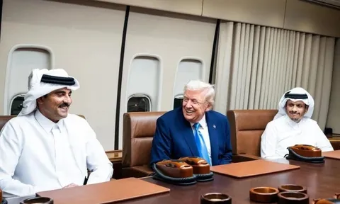 Tổng thống Mỹ Donald Trump gặp các nhà lãnh đạo Qatar trên đường tới châu Á