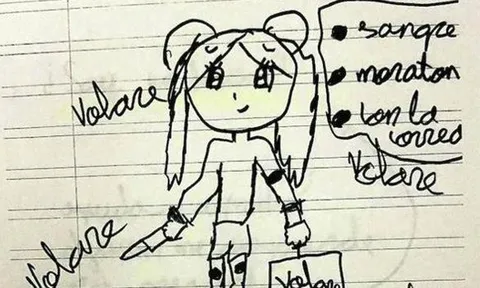 Cô bé 11 tuổi vẽ tranh trong vở bài tập, vừa nhìn thấy giáo viên đã lập tức báo cảnh sát