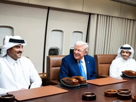 Tổng thống Mỹ Donald Trump gặp các nhà lãnh đạo Qatar trên đường tới châu Á