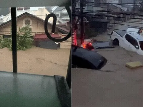 Bão Kalmaegi sầm sập đổ bộ, nhiều khu dân cư chìm trong biển nước, ô tô trôi lênh đênh trên đường phố