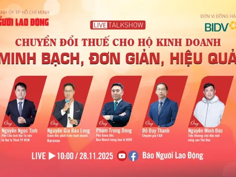 Sáng 28-11 diễn ra talkshow "Chuyển đổi thuế cho hộ kinh doanh: Minh bạch, đơn giản, hiệu quả"